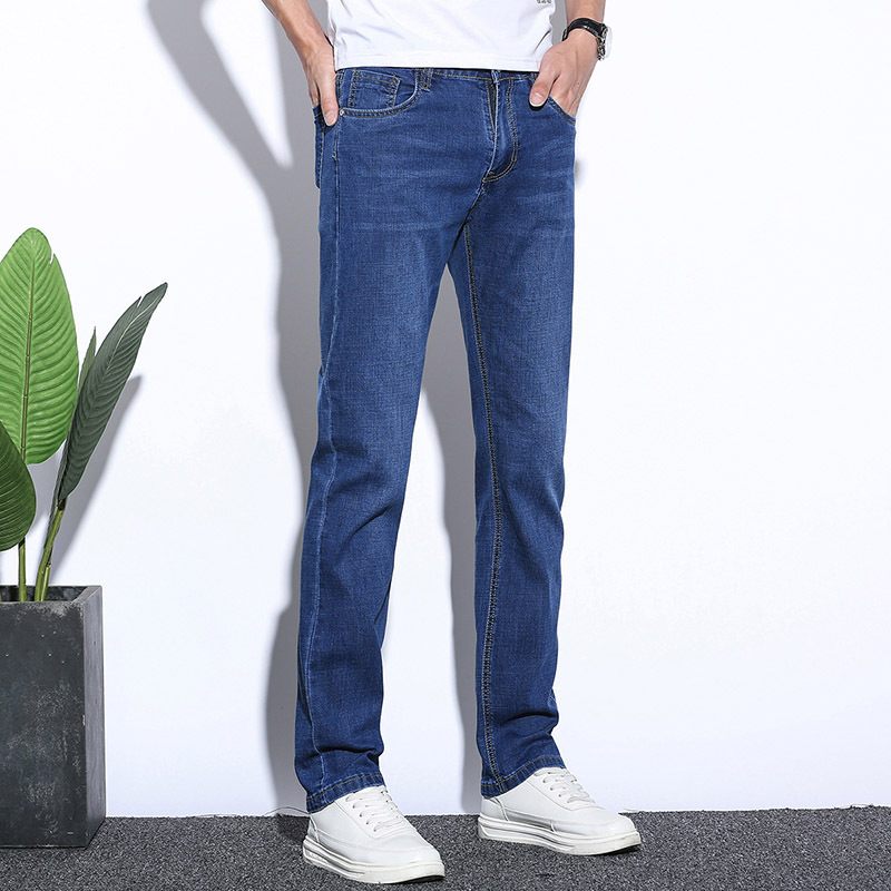 Stretch Jeans Heren Slim Fit Recht Trendy Casual