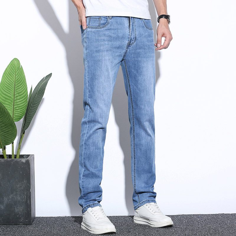 Stretch Jeans Heren Slim Fit Recht Trendy Casual