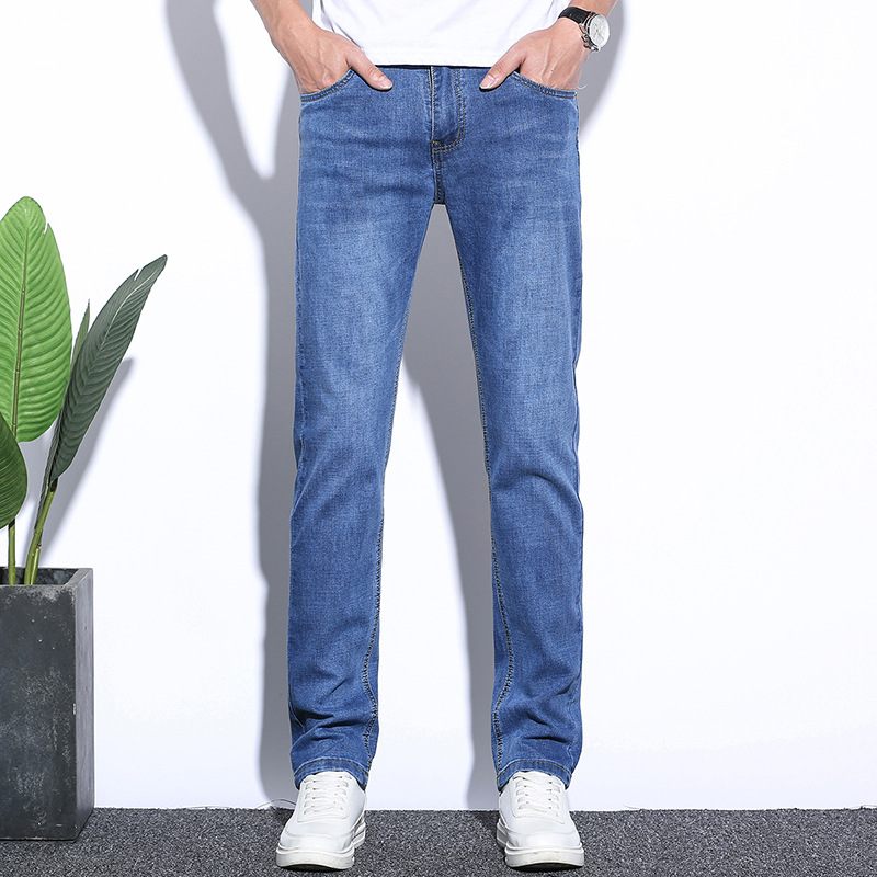 Stretch Jeans Heren Slim Fit Recht Trendy Casual