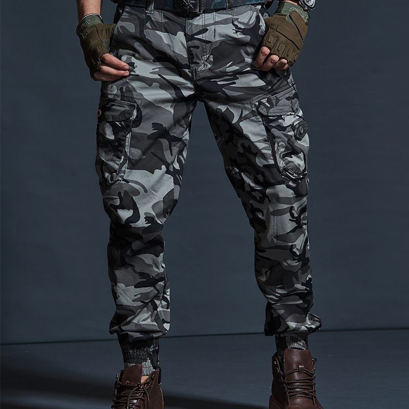 Vrijetijdsbroek Voor Heren Slim Fit Camouflage Legged Broek Multi Pocket Overalls Sport