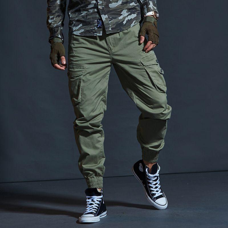 Vrijetijdsbroek Voor Heren Slim Fit Camouflage Legged Broek Multi Pocket Overalls Sport