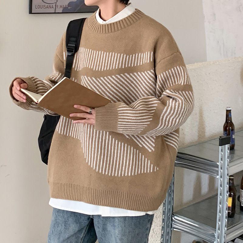 2024 Heren Sweater Trend Verdikte Losse Trendy Gestreepte