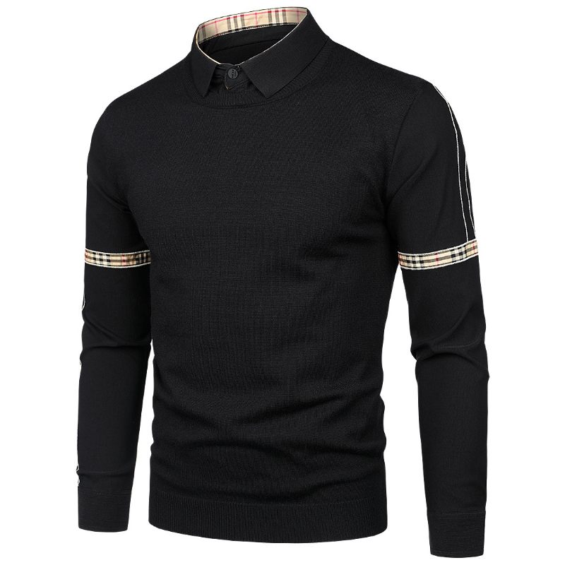 2024 Slim Fit Herentrui Nep Tweedelig Overhemd Kraag Knitwear