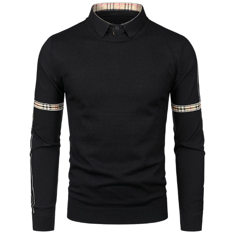 2024 Slim Fit Herentrui Nep Tweedelig Overhemd Kraag Knitwear