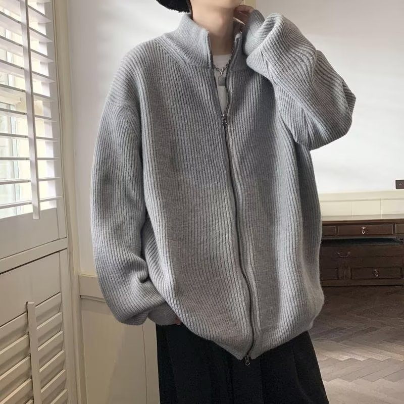 Cardigan Heren Knitwear Loose Stand Collar Sweater 2024 Dikke Jas