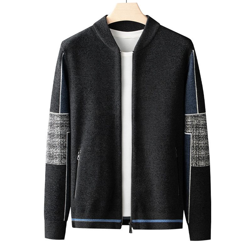 Gebreid Vest Heren 2024 Baseball Collar Contrast Kleur Jacquard Sweater Casual Jack