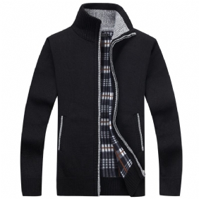 Gebreide Herentrui Met Lange Mouwen Opstaande Kraag Fleece Vest En Sweater