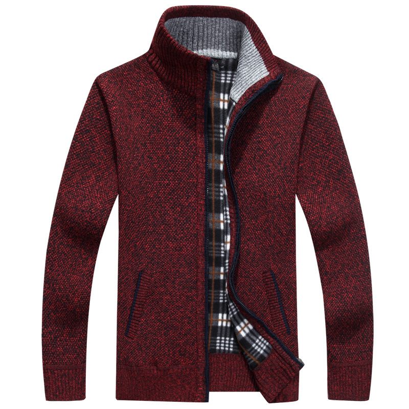 Gebreide Herentrui Met Lange Mouwen Opstaande Kraag Fleece Vest En Sweater