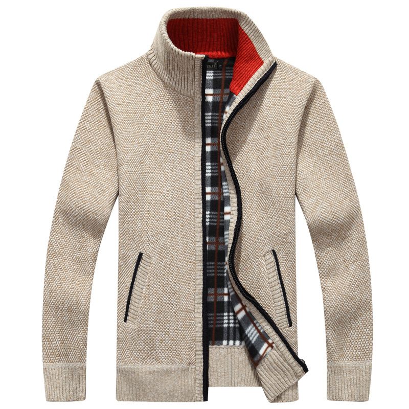 Gebreide Herentrui Met Lange Mouwen Opstaande Kraag Fleece Vest En Sweater