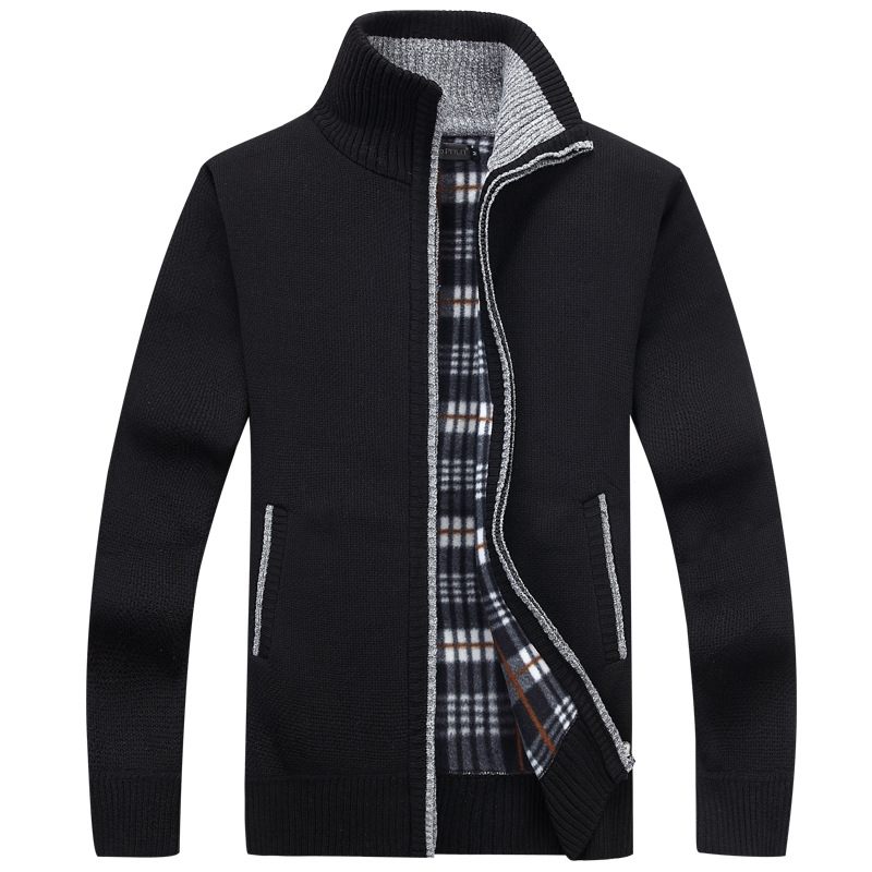 Gebreide Herentrui Met Lange Mouwen Opstaande Kraag Fleece Vest En Sweater