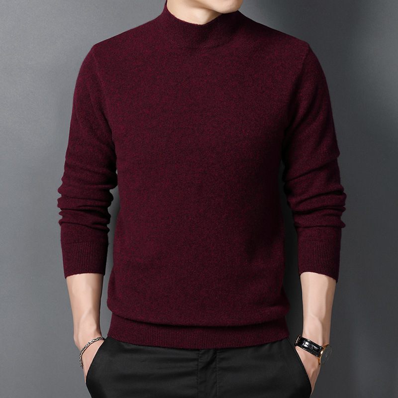 Half Coltrui Heren Trui Warme Effen Kleur Pullover