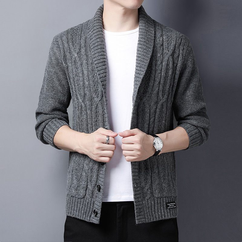 Heren Cardigan Sweater Revers Knitwear Casual Bovenkleding