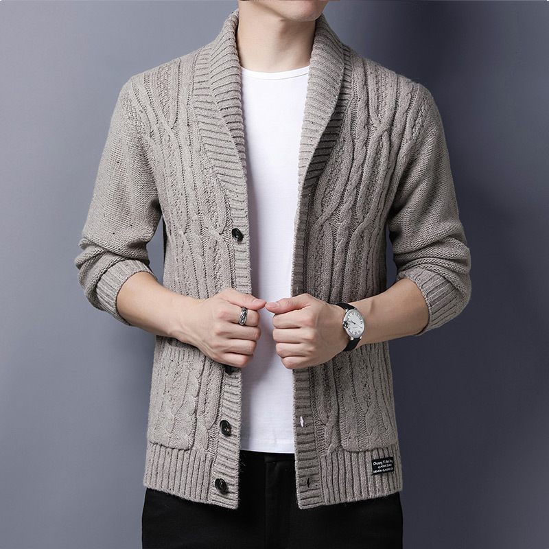 Heren Cardigan Sweater Revers Knitwear Casual Bovenkleding