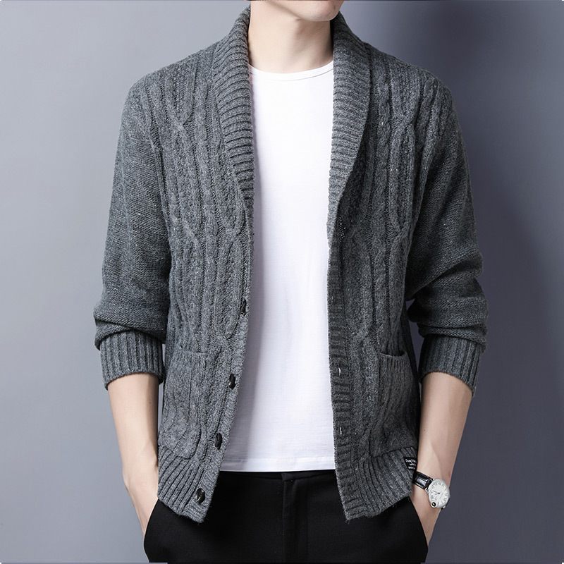 Heren Cardigan Sweater Revers Knitwear Casual Bovenkleding