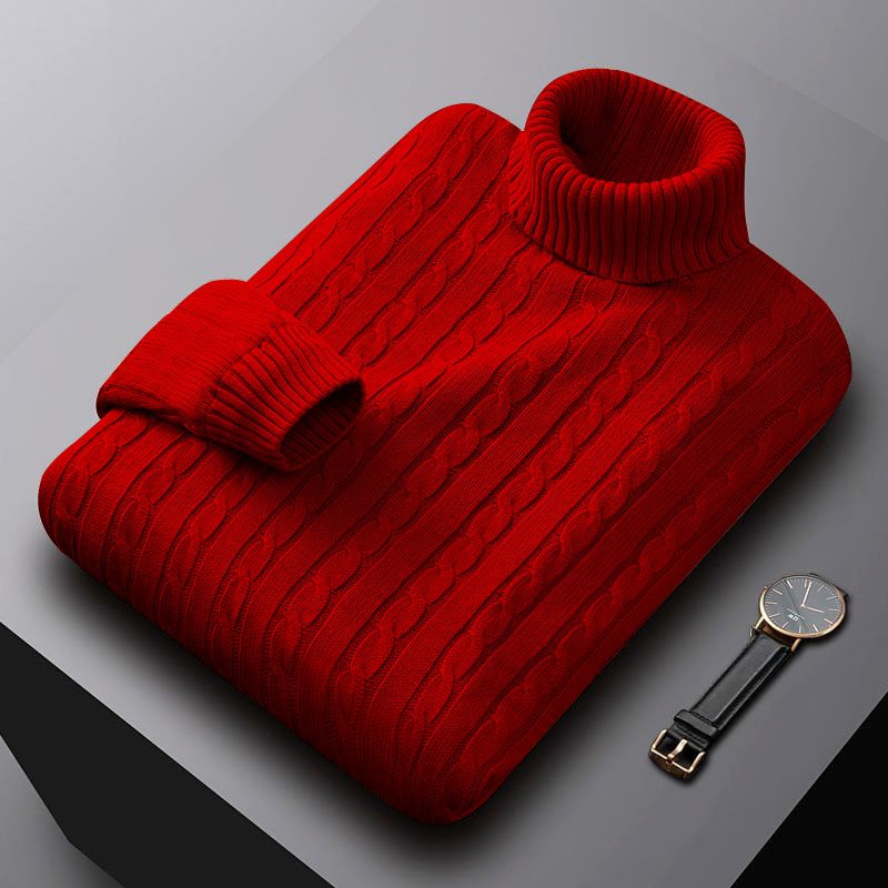 Heren Coltrui Gebreide Slim Fit Effen Kleur Pullover