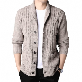 Heren Gebreide Cardigan Jacquard Effen Kleur Jas