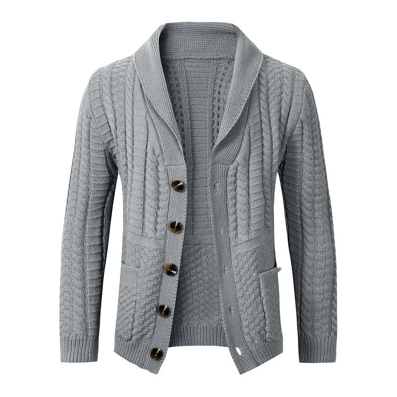 Heren Sweater Twist Cardigan Reverskraag Effen Kleur Gebreid Jack