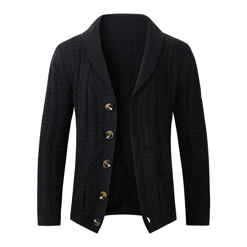 Heren Sweater Twist Cardigan Reverskraag Effen Kleur Gebreid Jack