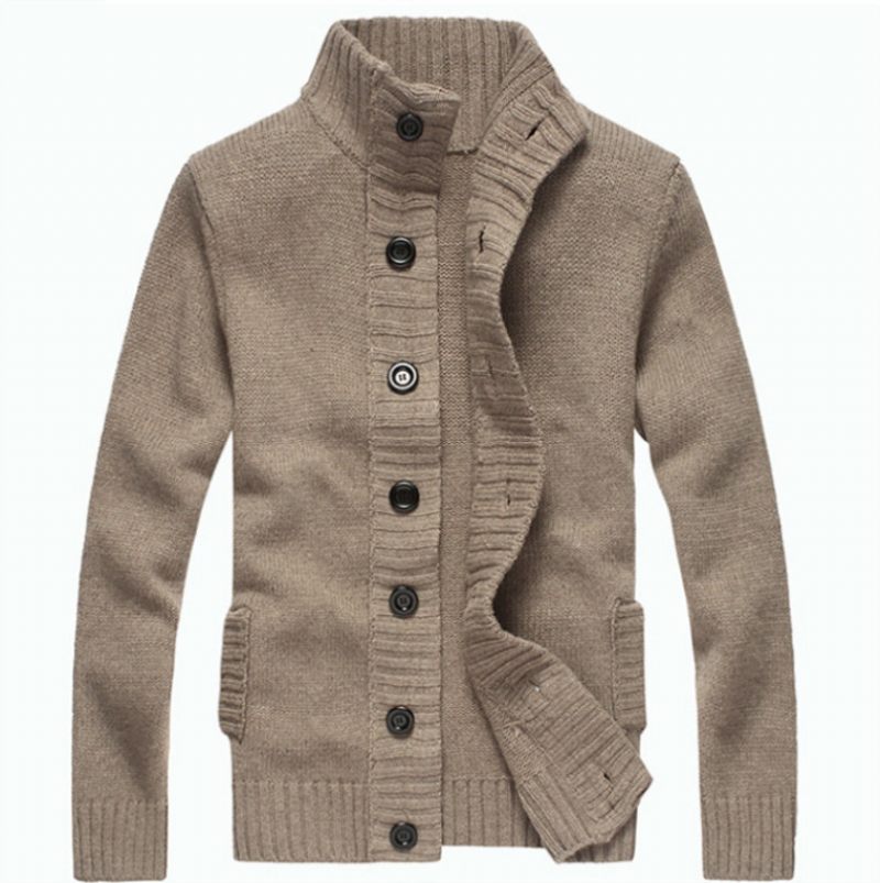 Heren Vest Trui 2024 Trend Dikke Jas Mode Casual Knitwear Opstaande Kraag