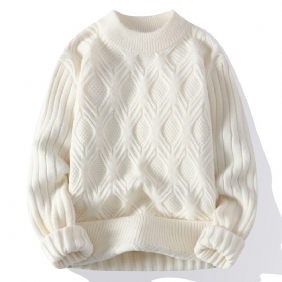 Herensweater 2024 Witte Ronde Hals Dikke Sweatertrend