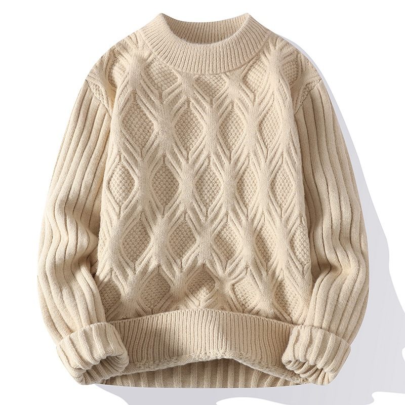 Herensweater 2024 Witte Ronde Hals Dikke Sweatertrend