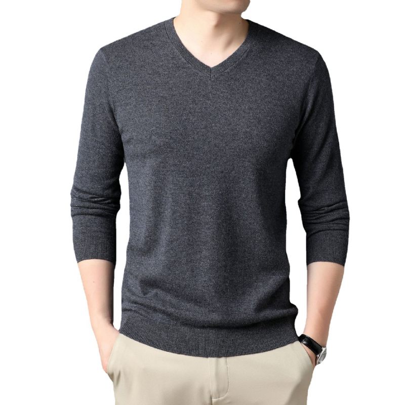 Herensweater Gentleman Casual Top Inner Effen Kleur Gebreide Trui