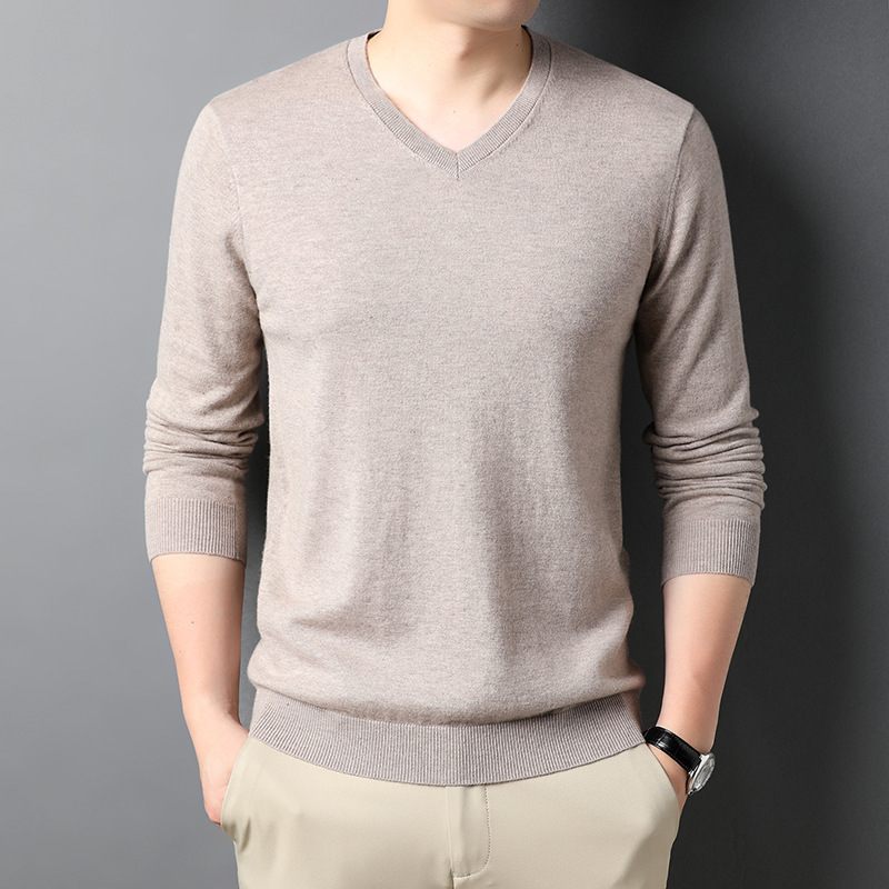 Herensweater Gentleman Casual Top Inner Effen Kleur Gebreide Trui