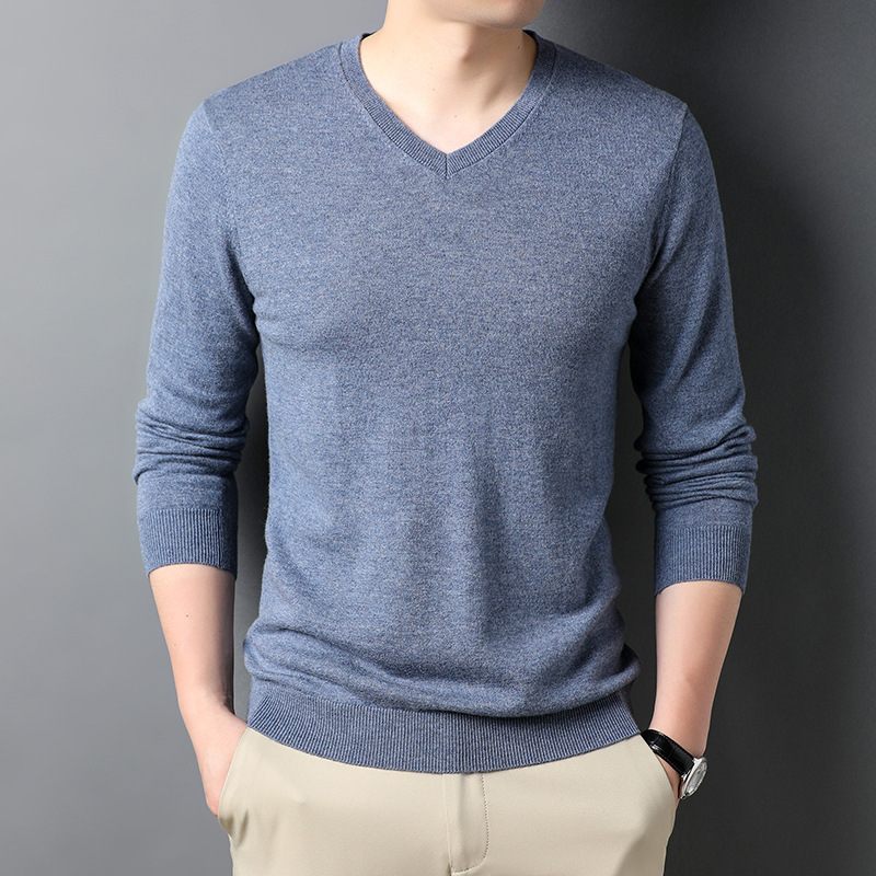 Herensweater Gentleman Casual Top Inner Effen Kleur Gebreide Trui