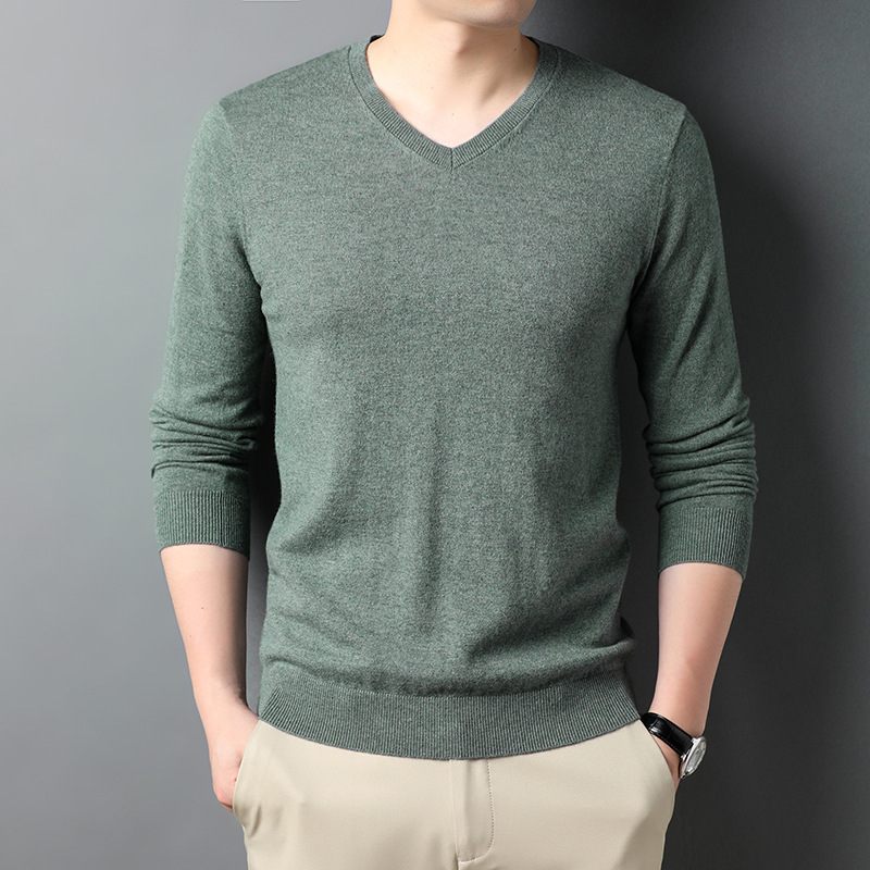 Herensweater Gentleman Casual Top Inner Effen Kleur Gebreide Trui