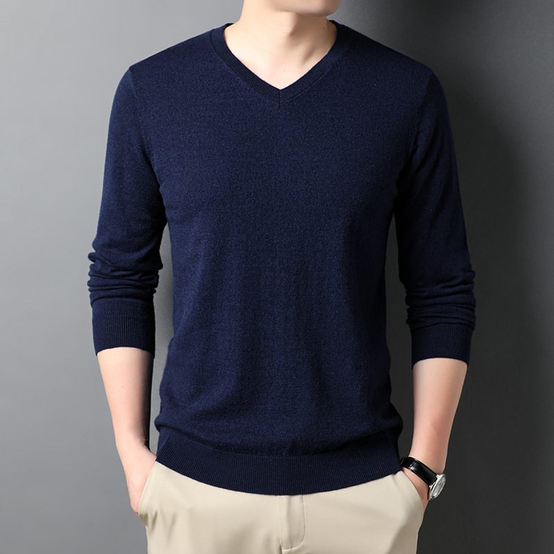 Herensweater Gentleman Casual Top Inner Effen Kleur Gebreide Trui