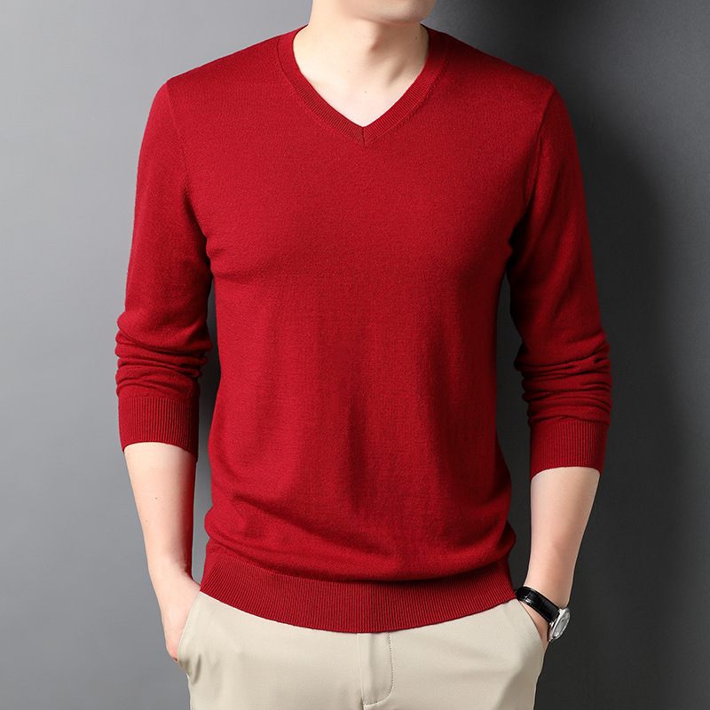 Herensweater Gentleman Casual Top Inner Effen Kleur Gebreide Trui