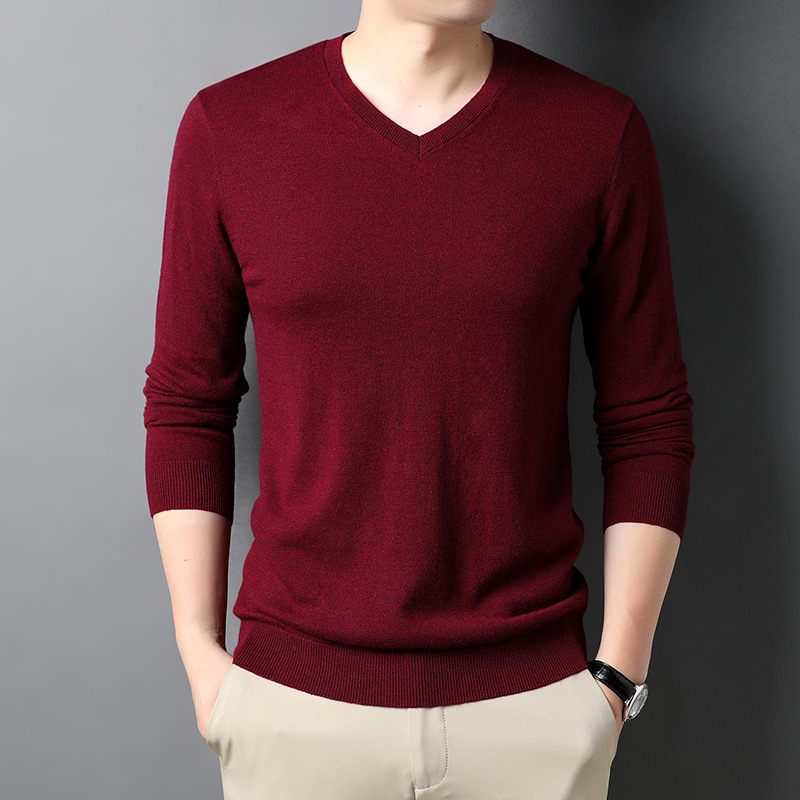 Herensweater Gentleman Casual Top Inner Effen Kleur Gebreide Trui