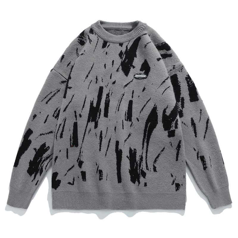 Herensweater Graffiti Jacquard 2024 Fall Winter Trend Knitwear