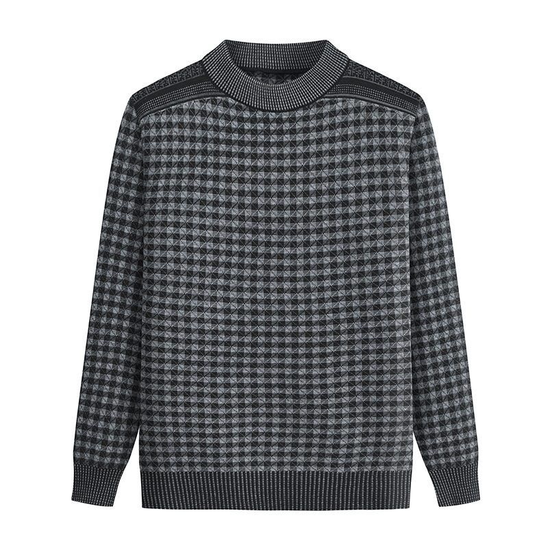 Herensweater Plaid Losvallend Casual Pullover Met Lange Mouwen Gebreid Fir