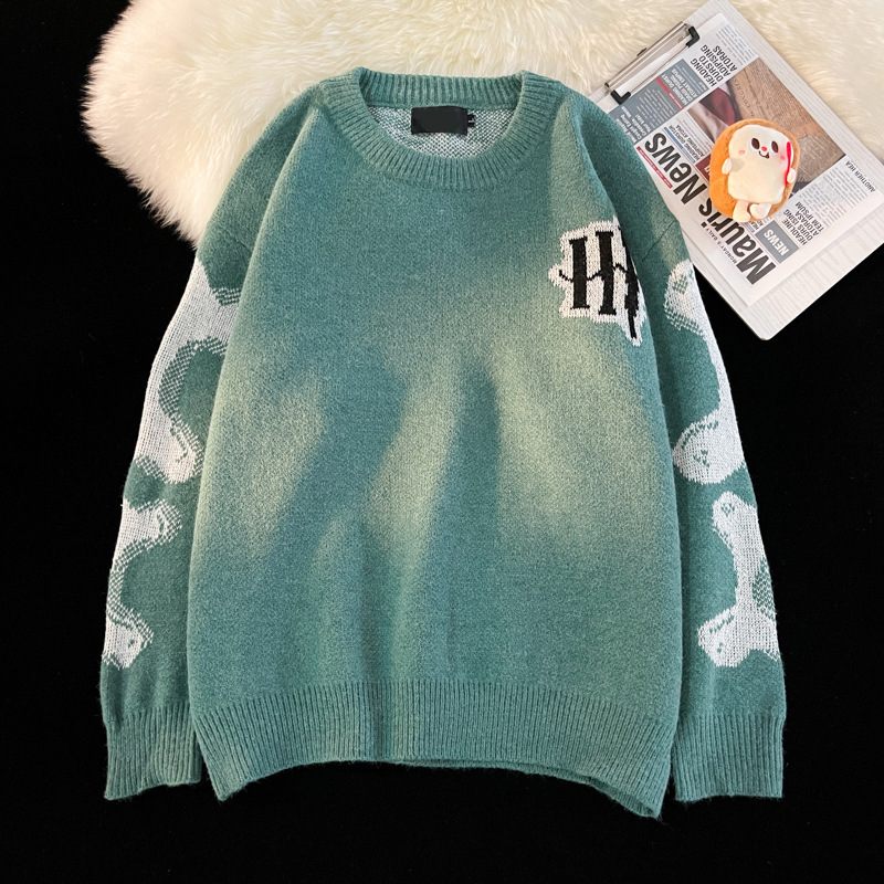 Herensweater Trendy Ronde Hals Pullover Sweater Losse Gebreide Jas