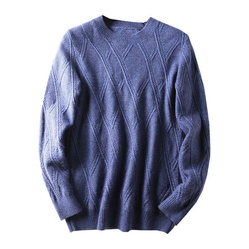 Herensweater Vintage Chunky Needle Jacquard Knit Onregelmatige Diamond Plaid Casual