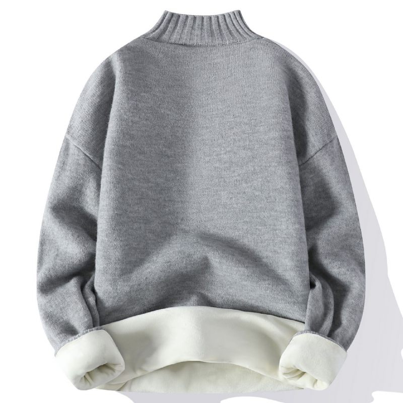 Herentrui Halve Coltrui Fleece Dikke Pullover Trendy Warme Trui