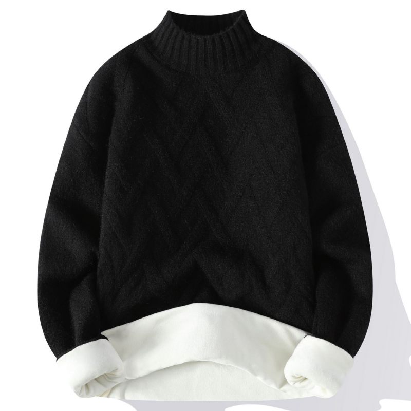 Herentrui Halve Coltrui Fleece Dikke Pullover Trendy Warme Trui