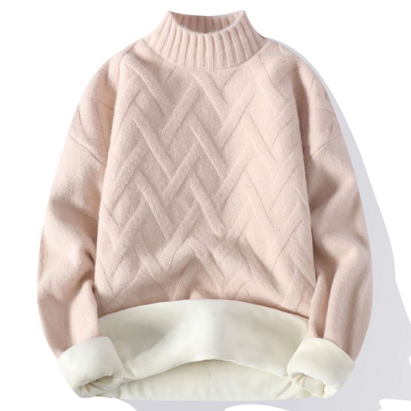 Herentrui Halve Coltrui Fleece Dikke Pullover Trendy Warme Trui