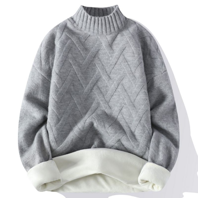 Herentrui Halve Coltrui Fleece Dikke Pullover Trendy Warme Trui