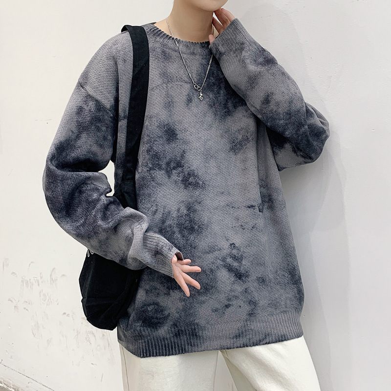 Trui Heren Gebreide Ronde Hals Pullover Casual Losse Trendy Kleuraanpassing