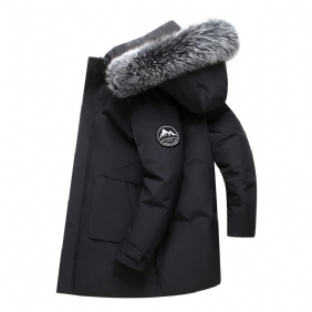 Donsjack Heren Halflange Verdikte Trendy Parka Met Bontkraag En Capuchon