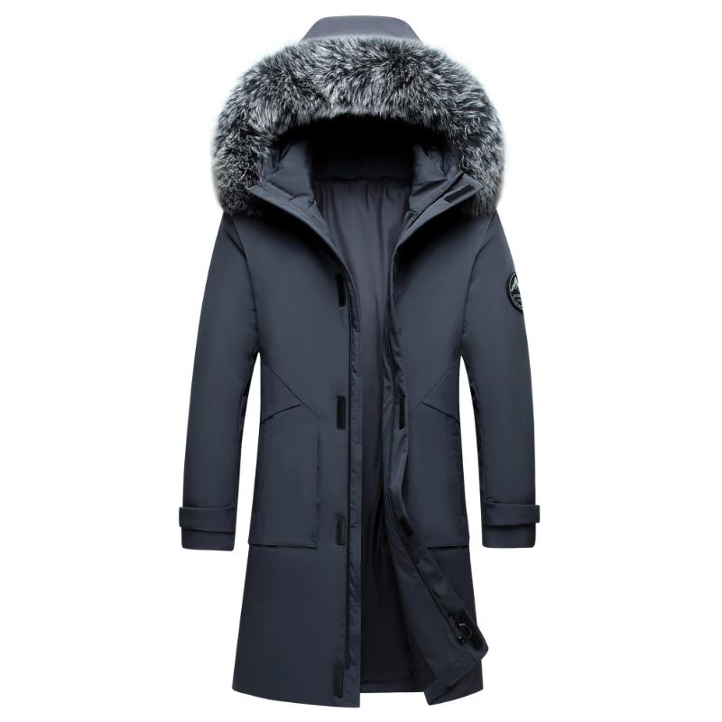 Donsjack Heren Halflange Verdikte Trendy Parka Met Bontkraag En Capuchon