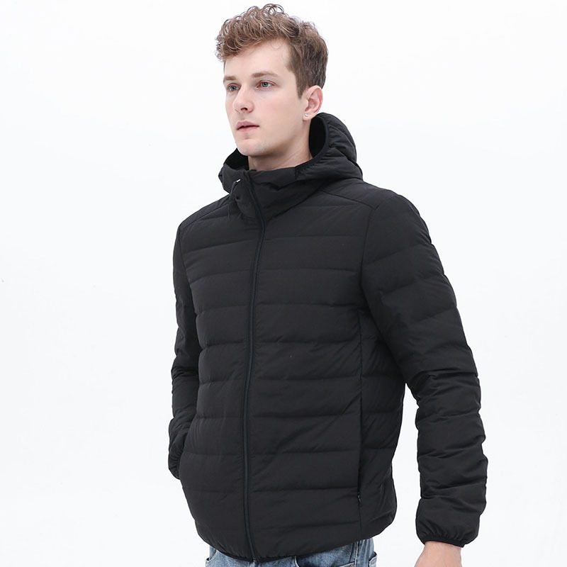 Heren Donsjack Met Capuchon Witte Eendendons Casual Winterjas Warme Effen Kleur