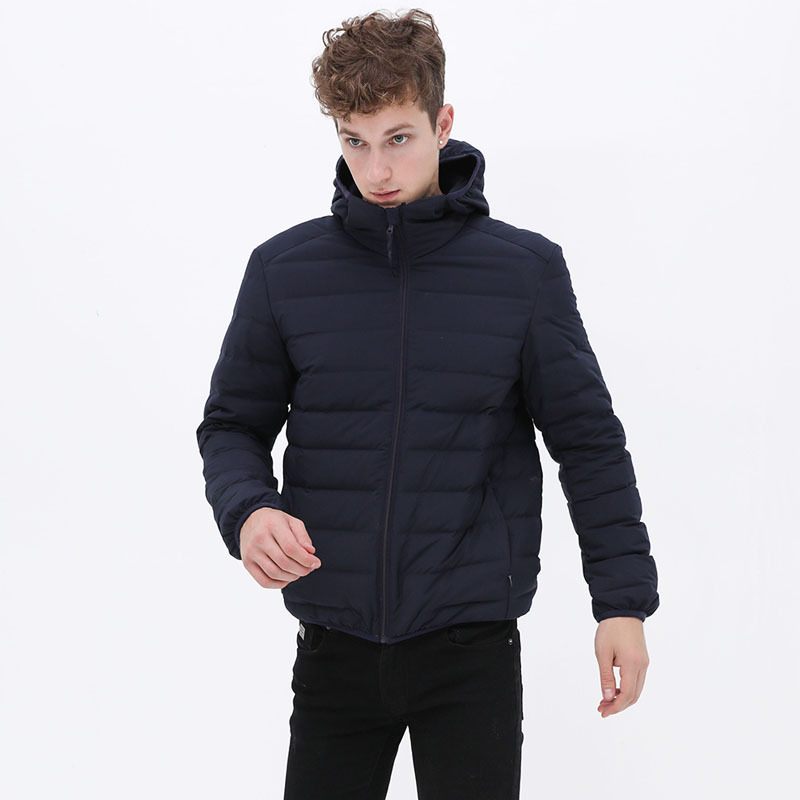 Heren Donsjack Met Capuchon Witte Eendendons Casual Winterjas Warme Effen Kleur