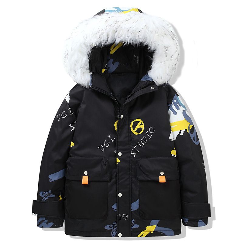 Heren Winterdonsjack Plus Fleece Warme Dikke Trendy Capuchon