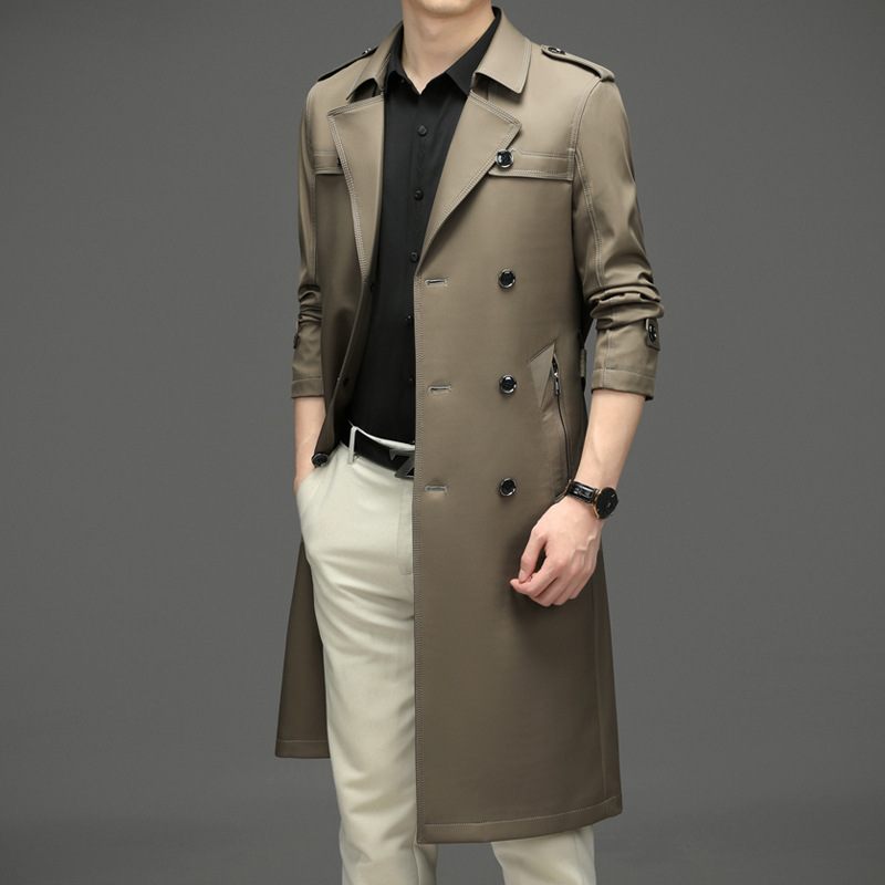 Casual Trenchcoat Heren Lange Zakelijke Jas