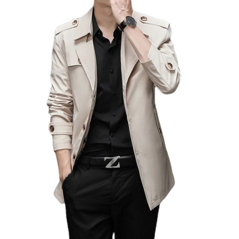 Halflange Trenchcoat Voor Heren Business Casual Reversjack