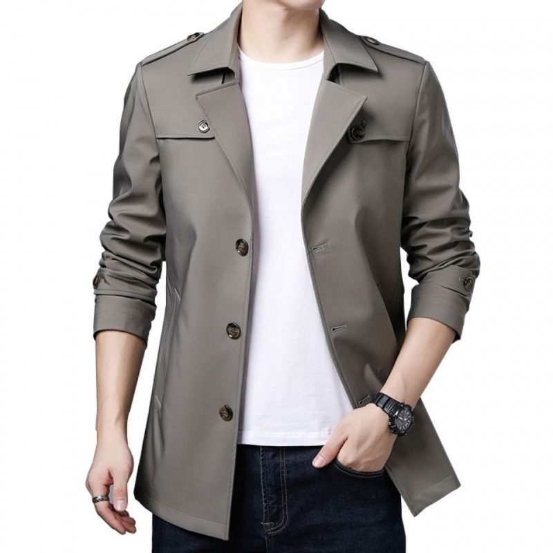 Halflange Trenchcoat Voor Heren Business Casual Reversjack