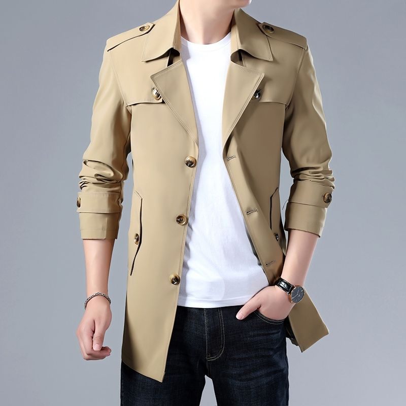 Halflange Trenchcoat Voor Heren Business Casual Reversjack